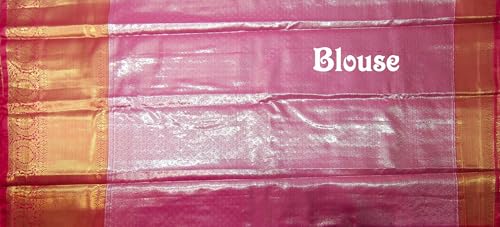 VFCollections Women's Traditional Handloom Kanchipuram Silk Pure Pattu Sarees – Rain Drop Butta | Rich Zari Woven Design | Bridal Saree | Unstitched Blouse (VFC703-3)