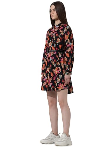 ONLY Women Printed Cotton Above Knee Black Shirt Dress