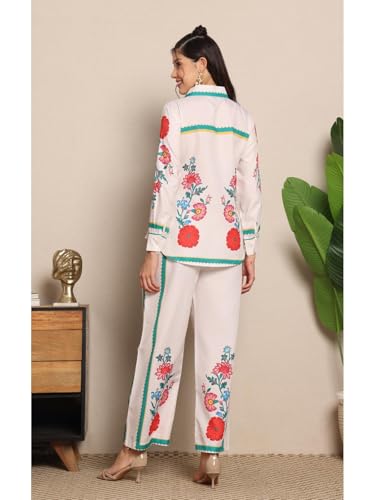 Leriya Fashion Women’s Co-ord Set | Placement Printed Co ord Sets for Women Stylish Western | Perfect Festive & Party for Women Western Look | Full Sleeve Pant Top