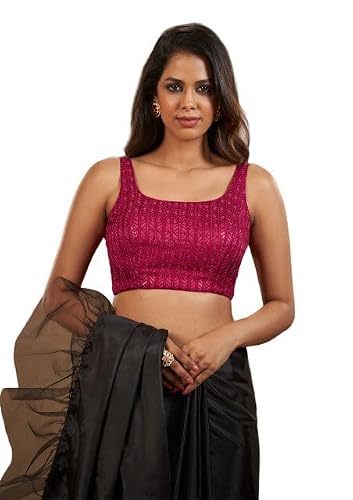 SALWAR STUDIO Pink Embroidered Readymade Blouse- Pack of 1.