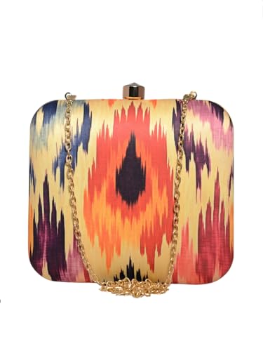 Artklim Red Ikkat Printed Clutch