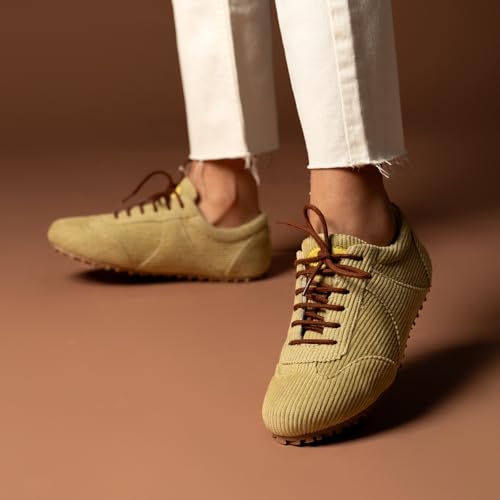 Theater Combat Sage Green Corduroy Sneakers for Women | Cushioned Sole Casual Shoes with Grip Outsole for Long Wear and Daily Comfort