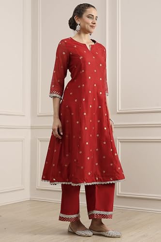 Biba Women's Polyester Kurta Set (SKDUTSV31131AW25RED_Red