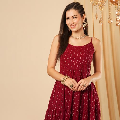 Globus Women Ethnic Dress (GS569423_Maroon_M)