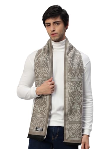 Ravaiyaa - Attitude is everything Men Reversible Floral Pattern Wool Scarf Muffler Winter Wear Warm Scarves 72" X 14" Inch (Beige)