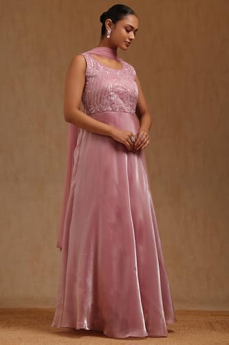 Soch Women's Organza Floor Length Gown (OWA5CD22582_Pink