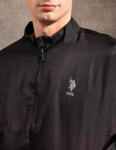 U.S. Polo Assn. Denim Co. Men's Black & Gold Regular Fit Jacket (UDJCK121B_Wine_2XL)