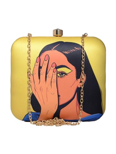 Artklim Yellow Sassy Girl Printed Clutch