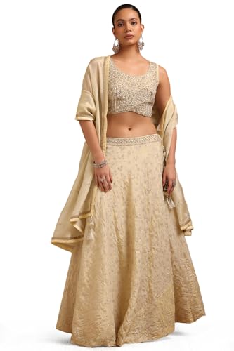 Soch Women's Brocade Lehenga Choli Set (OWS5CD21775_Cream_M)