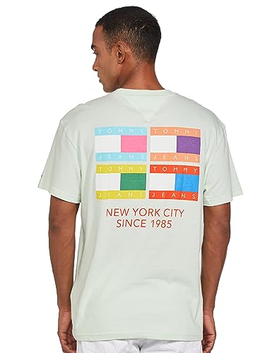 TOMMY HILFIGER Men's Relaxed fit Half Sleeve T-Shirt, Minty, L