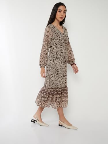 Max Women Printed A-line Dress (Red_M)