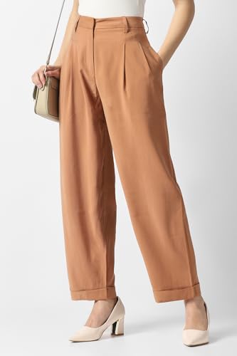 Van Heusen Women's Regular Casual Pants (VWTPFRGFJ73463_Brown