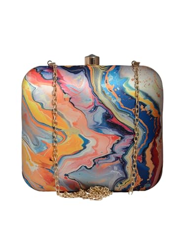 Multicolor Flow Art Printed Clutch