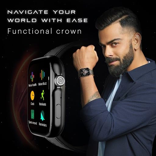 Noise ColorFit Ultra 3 Bluetooth Calling Smart Watch with Biggest 1.96" AMOLED Display, Premium Metallic Build, Functional Crown, Gesture Control with Silicon Strap (Teal Blue)