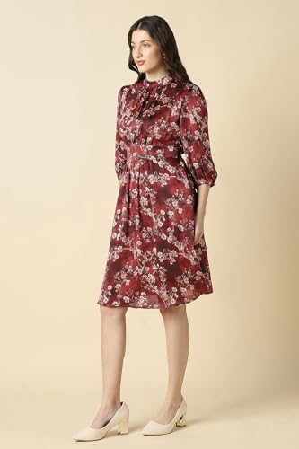 Women Maroon Print Casual Dress