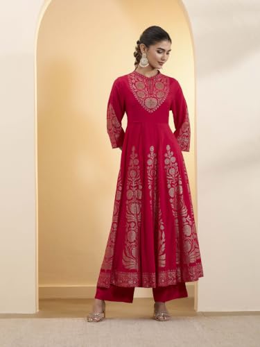 BIBA Printed Poly Viscose Anarkali Semi_Formal Kurta Set