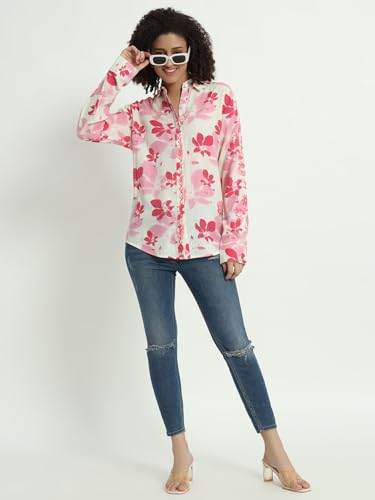 veldress21 Women Classic Stylish Office Shirt - Casual Office Wear (in, Alpha, 3XL, Plus, Pink)