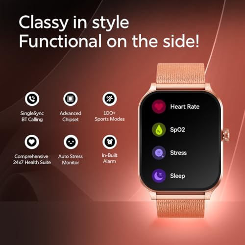 Fastrack New Limitless Classic|Large 1.91" Super UltraVU Display|Functional Crown|Highest 320x385 Pixel Resolution|SingleSync BT Calling|100+ Sports Modes|Metal Case Premium Smartwatch - Black Mesh