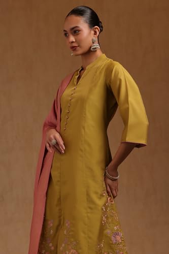 Soch Womens Green Shimmer Floral Embroidered Salwar Suit
