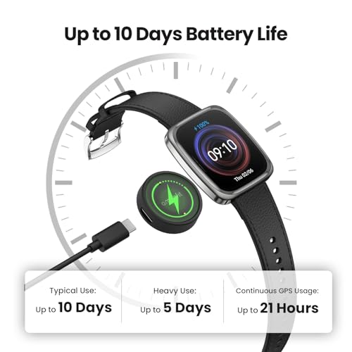 Amazfit Active 2 Square Smartchoice, 2000 Nits Bright AMOLED Display, Built in GPS, 10Day Battery, Android & iPhone, Accurate Readings, BT Call, Sleep Monitor, 5ATM Water Resistant, Black Leather