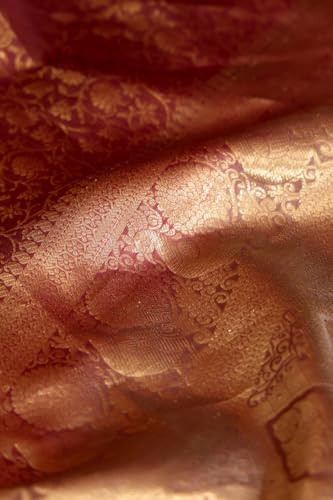 Taneira Women Brown Woven Kanjeevaram Inspired Design Silk Viscose Saree with Unstitched Blouse Piece (SABHMBAB8719-Brown)