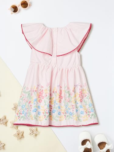 Max Girls Floral Print Dress(Pink_6-8 Y)