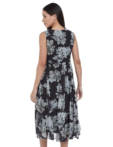 BIBA Women Polyester Flared Printed Dress Ankle Length ASSORTED1430EAW21BLK_Black