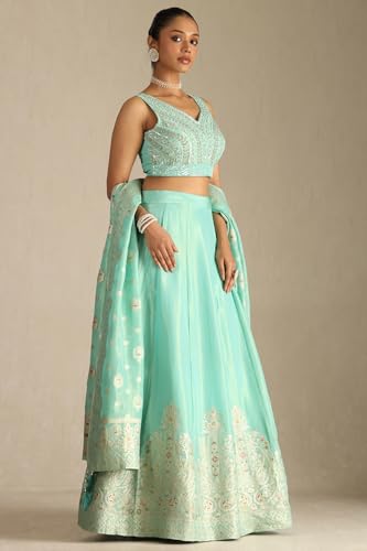 Soch Women's Viscose Blend Unstitched Ghagra Choli (OWS5CD21624_Blue_M)