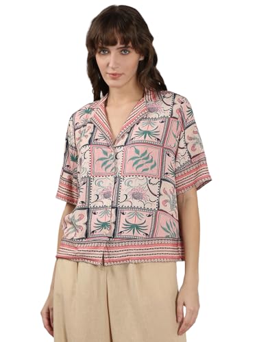 VERO MODA Women's Viscose Regular Fit Pink Shirt