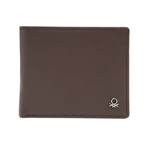 United Colors of Benetton Matera Men's 2-In-1 Leather Gift Set - Brown Non-Reversible Belt & Global Coin Wallet | Formal Essentials | Ideal For Gifting