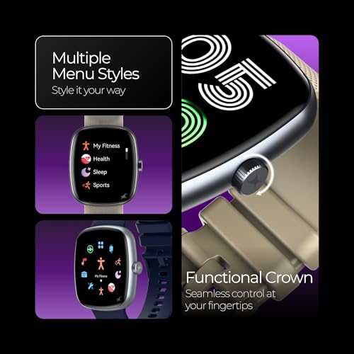 Fastrack Jupiter S3 Smartwatch with 1.83” TFT 2.5D Display, Push Button & Rotary Crown,BT Calling,HRM, SpO2 & Sleep Tracking,Multiple Menu Styles,IP68,24/7 Health Suite,Upto 5 Days Battery - Blue