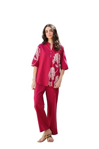 JISORA Women's Cotton Co-ord Set 15CS3296-M Pink M
