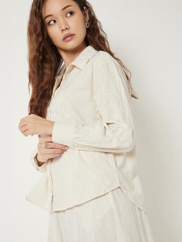 Max Women Embroidered Shirt (Beige_M)