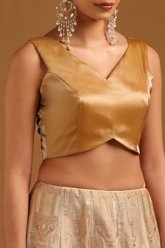 Soch Womens Mustard V-Neck Princess Line Tissue Padded Blouse
