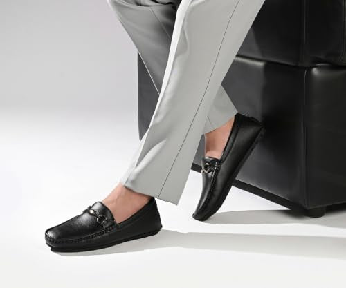 LOUIS STITCH Men’s Jet Black Formal Slip-On Loafer Shoes | Soft Touch & Lightweight | LSVSFL-06 |UK-8