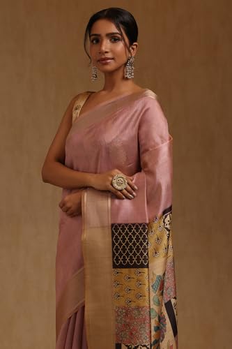 Soch Womens Purple Tussar Floral Zari Woven Saree