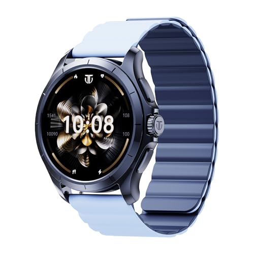 Titan Evoke 2.0, 1.32" AMOLED Display Smart Watch with AOD,1000 Nits, Functional Crown, Magnetic Strap, Metal Body,Fast Charge,24/7 Health Suite, BT Calling, SpO2, HRM, IP68 Smartwatch - Glacier Blue