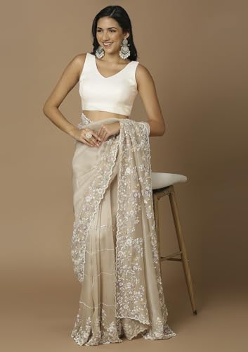 SALWAR STUDIO Women's Off White Self Design Saree Blouse-RI-0042-OFWH-32