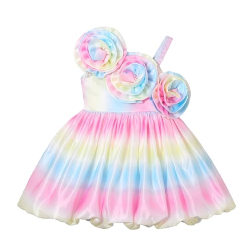 Hopscotch Girls Multi Sleeveless Floral Applique Balloon Hem Dress for Age (4-5 Years)