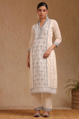 Soch Women's Cotton Salwar Suit Set (EWS5CD21989_Off White