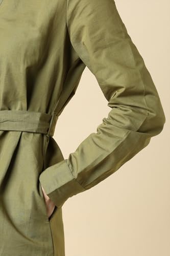 Women Olive Solid Casual Dress