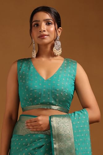 Soch Womens Teal Art Silk Zari Woven Saree