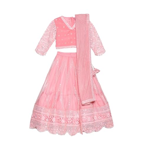 BIBA GIRL SOLID; EMBROIDRED SHORT_KURTA KID(KW5369_PINK_5)