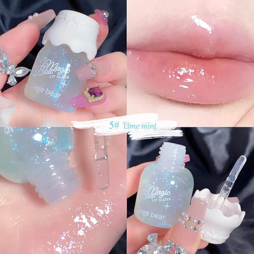 Gege Bear Glossy Lip Gloss for Women – Ultra-Hydrating, Non-Sticky, & High-Shine Finish | Wear Alone or Over Lipstick | Cute & Trendy Korean Inspired Lip Gloss | Lip Balm Alternative for Dry Lips | 5 Shades (01+02, 2 Pack)