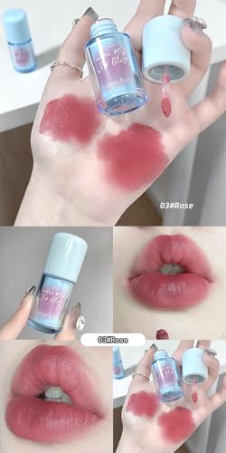 Gege Bear Powder Mist Lip Glaze | Ultra-Fine Soft Matte Finish | Lightweight & Long-Lasting | 6 Gorgeous Shades | Fluffy Cloud Lip Tint Effect | Smooth & Luxurious Texture | Modern & Chic Lip Makeup for Women (03# Rose, 2.5g)