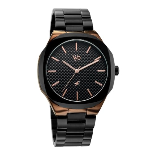 Fastrack Vyb Challenger Quartz Analog 3 Hands Black Dial Black Stainless Steel Strap Watch for Guys - FV30033KM02W