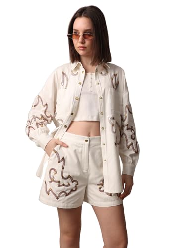 ONLY Women Regular Fit High-Rise White Shorts