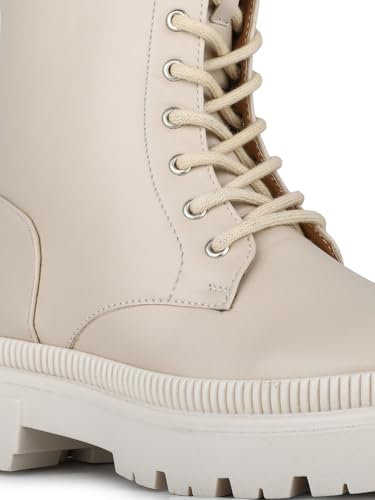 Inc.5 Womens Cream Casual Solid Round Toe Flat Boots