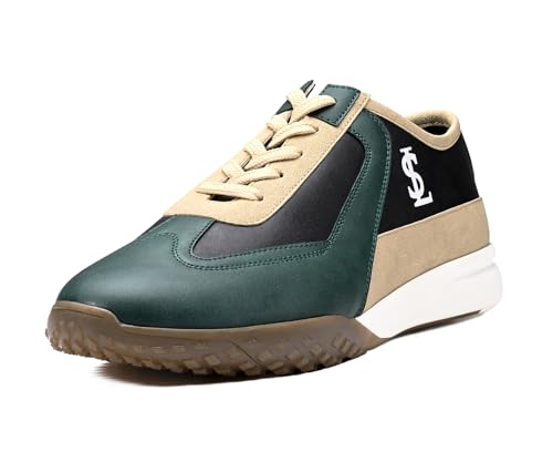 LOUIS STITCH Men’s Green and Black Casual Lightweight Lace-Up Sneakers for Men| Cushioned Comfort | Dual-Color TPR Sole | Lightweight & Comfortable Casual Lace-Up Shoes | LSP-SNK-AVI-017 | UK-11