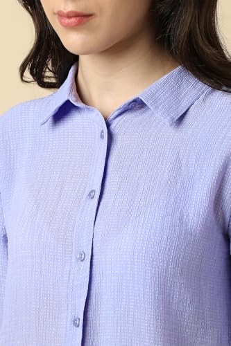 Allen Solly Women Lilac Textured Long Sleeves Shirt